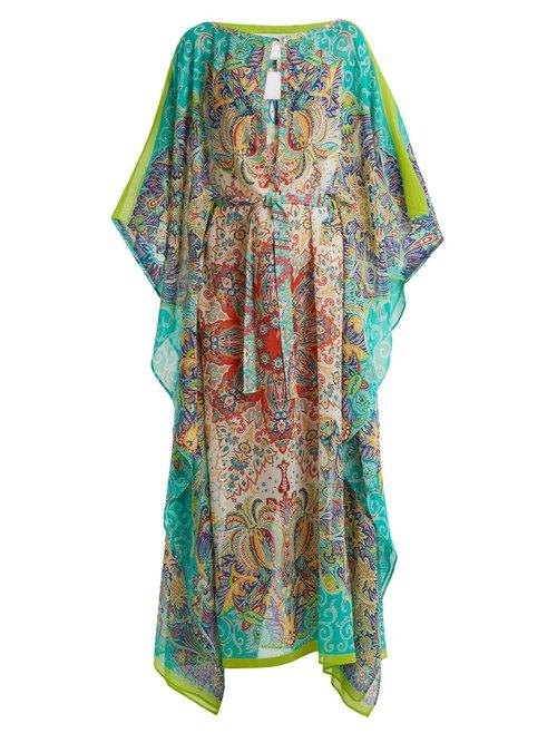 Matchesfashion.com Etro - Paisley Print Silk Kaftan - Womens - Green Multi
