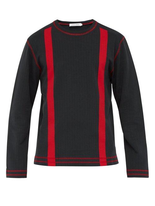 Matchesfashion.com Craig Green - Stripe Print Ribbed Cotton Sweatshirt - Mens - Black