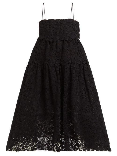 Matchesfashion.com Cecilie Bahnsen - Peach Cotton Blend Floral Crochet Dress - Womens - Black