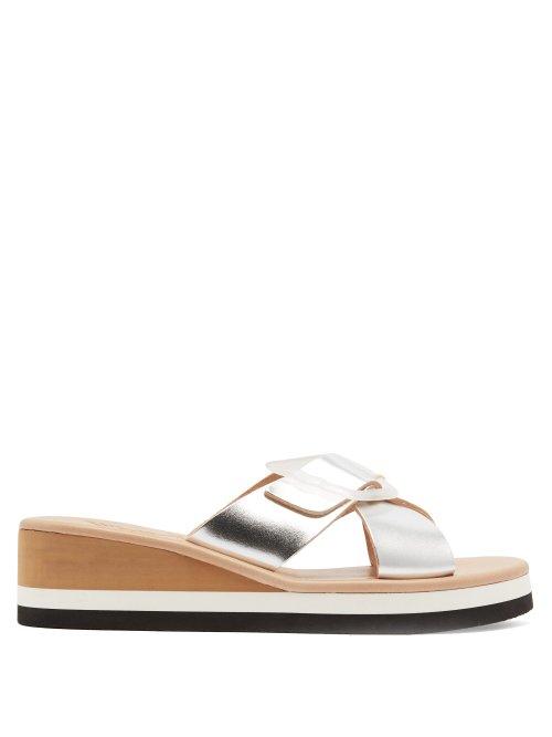 Matchesfashion.com Ancient Greek Sandals - Thais Rainbow Leather Wedge Sandals - Womens - Silver