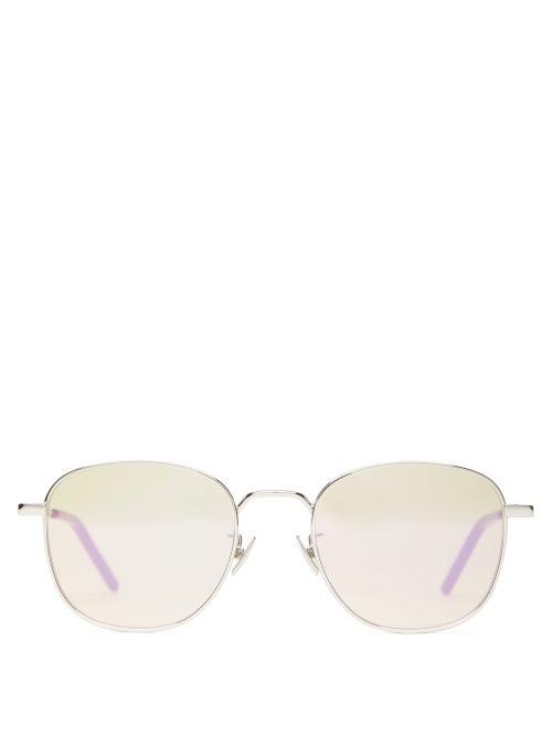Matchesfashion.com Saint Laurent - Round Metal Sunglasses - Womens - Silver Gold