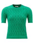 See By Chlo - Chevron Lace-stitched Cotton Sweater - Womens - Green