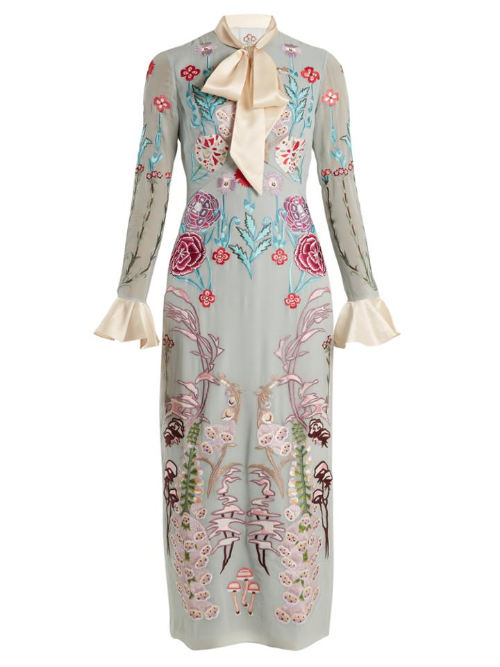 Temperley London Woodland Floral-embroidered Silk-chiffon Dress