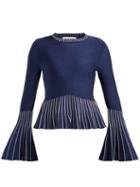 Matchesfashion.com Jonathan Simkhai - Metallic Pleated Knit Sweater - Womens - Navy Silver