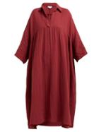 Matchesfashion.com Rhode Resort - Leo Crinkle Cotton Gauze Dress - Womens - Burgundy