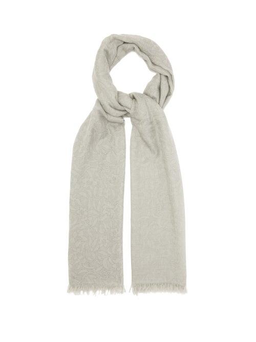 Matchesfashion.com Raey - Superfine Floral Print Cashmere Scarf - Womens - Grey Print
