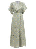 Matchesfashion.com Thierry Colson - Marieke Silk Floral Brocade Maxi Dress - Womens - Blue