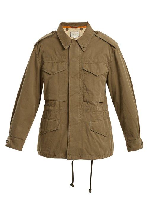 Matchesfashion.com Gucci - Point Collar Cotton Parka - Womens - Green