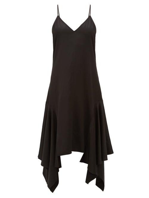 Matchesfashion.com Jw Anderson - Asymmetric-hem Satin Slip Dress - Womens - Black
