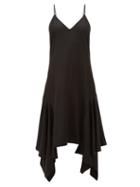 Matchesfashion.com Jw Anderson - Asymmetric-hem Satin Slip Dress - Womens - Black