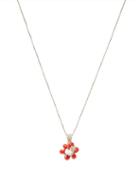 Matchesfashion.com Bottega Veneta - Floral-beaded Sterling-silver Necklace - Mens - Red