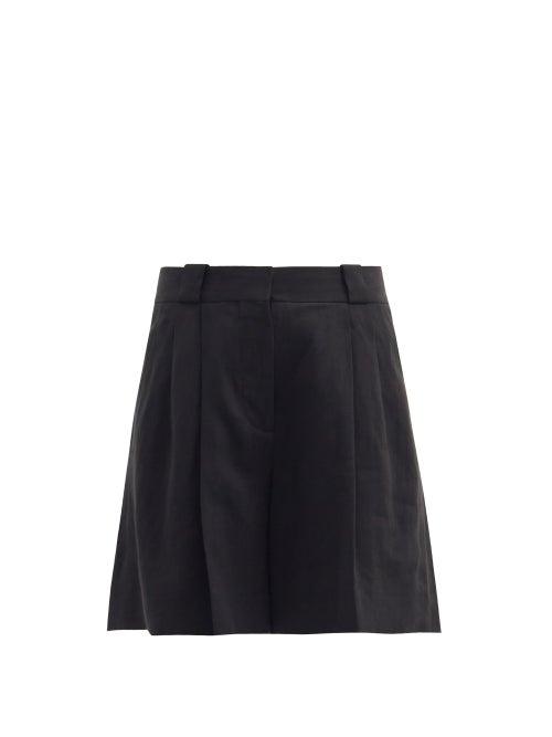 Matchesfashion.com Blaz Milano - Midday Sun Cassis Pleated Linen Shorts - Womens - Black