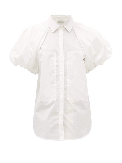 Matchesfashion.com Lee Mathews - Elsie Puff Sleeve Cotton Poplin Shirt - Womens - White