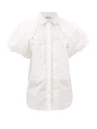Matchesfashion.com Lee Mathews - Elsie Puff Sleeve Cotton Poplin Shirt - Womens - White