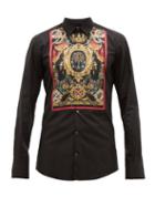 Matchesfashion.com Dolce & Gabbana - Heraldic Print Cotton Blend Shirt - Mens - Black