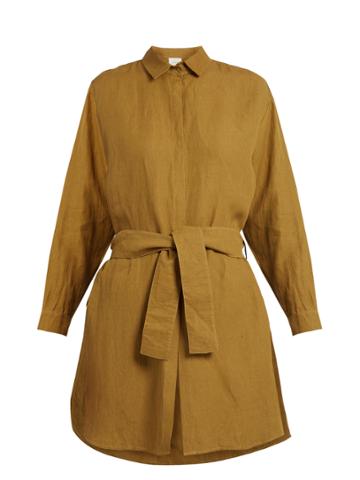 On The Island Tie-waist Linen Shirtdress