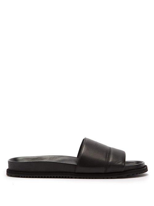 Matchesfashion.com Givenchy - Plaza Logo Embossed Leather Slides - Mens - Black