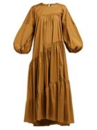 Matchesfashion.com Lee Mathews - Elsie Wave Cotton Blend Dress - Womens - Light Brown