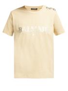 Matchesfashion.com Balmain - Metallic Logo Print T Shirt - Womens - Beige