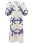 Ladies Rtw Sea - Henrietta Quilted Cotton-blend Midi Dress - Womens - White Print