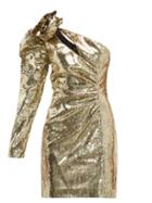 Matchesfashion.com Dundas - One Shoulder Sequinned Dress - Womens - Gold