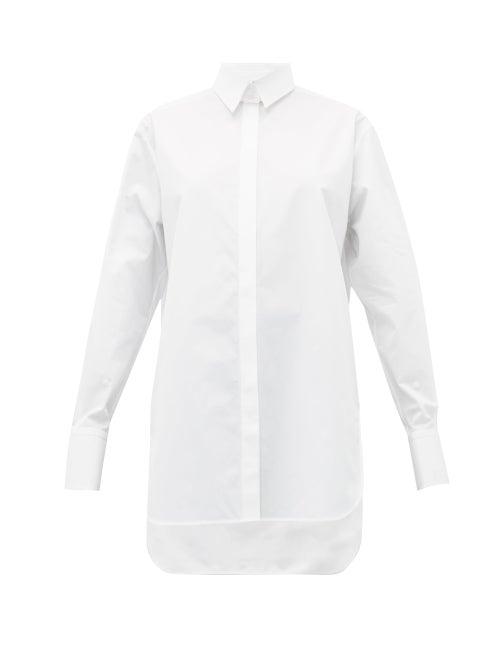 Matchesfashion.com The Row - Pedro Step Hem Cotton Poplin Shirt - Womens - White