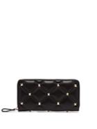 Matchesfashion.com Valentino - Candystud Leather Zip Around Wallet - Womens - Black