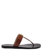 Matchesfashion.com Gucci - Gg Marmont T Bar Leather Sandals - Womens - Tan