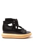 Matchesfashion.com Loewe - Wooden Sole Leather Sandals - Womens - Black