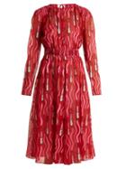 Matchesfashion.com Valentino - Lipstick Print Silk Georgette Dress - Womens - Red Print