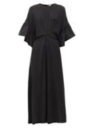Matchesfashion.com Loewe - Ruffled Faille-trim Crepe Dress - Womens - Black