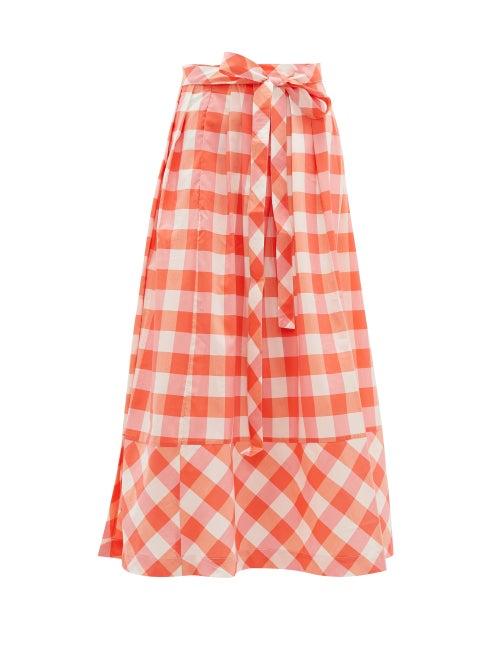 Matchesfashion.com Thierry Colson - Java Gingham Midi Skirt - Womens - Pink Multi