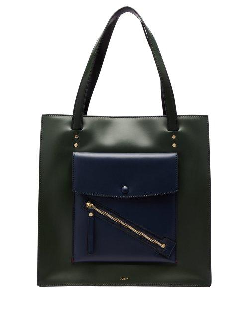 Matchesfashion.com Joseph - Portobello Leather Tote - Womens - Green Navy