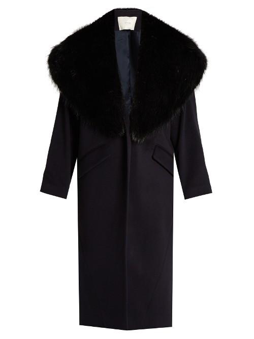 Adam Lippes Fur-lapel Wool And Cashmere-blend Coat