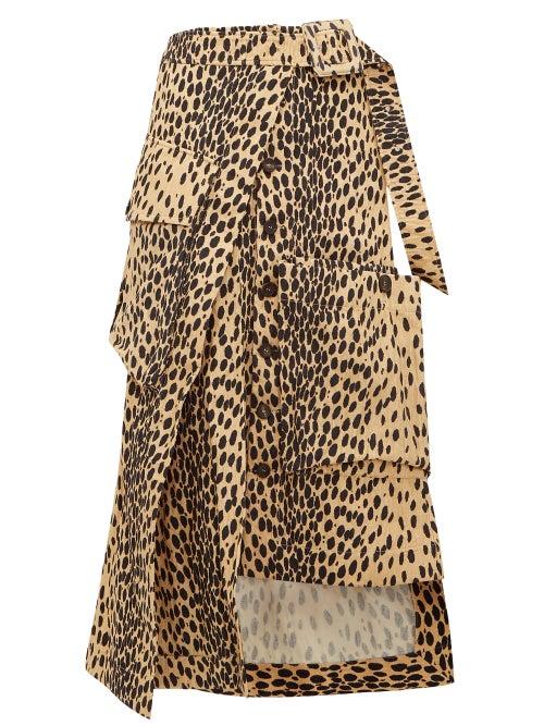 Matchesfashion.com Jacquemus - Thika Leopard Print Cotton Midi Skirt - Womens - Leopard