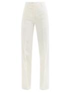 Valentino - Pintucked Wool Tailored Trousers - Womens - White