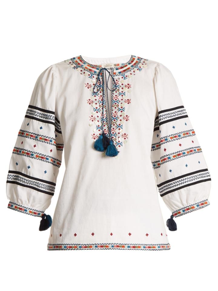 Talitha Dalia Zoya-embroidered Cotton Top