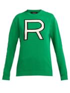 Matchesfashion.com Rochas - Logo Intarsia Cotton Sweater - Womens - Green