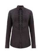 Matchesfashion.com Dolce & Gabbana - Ruffled Pleated Cotton Shirt - Mens - Navy
