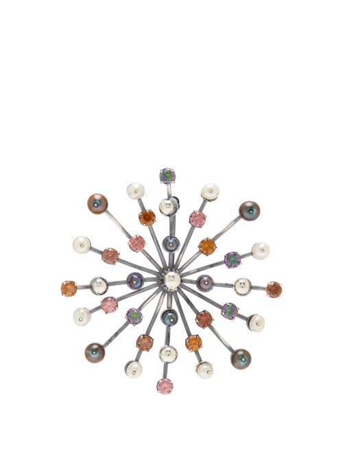 Matchesfashion.com Bottega Veneta - Pearl And Crystal Embellished Brooch - Womens - Multi