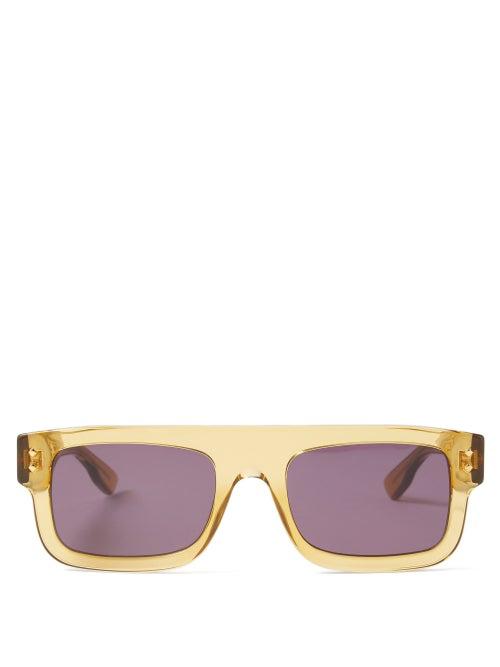 Gucci Eyewear - Square Acetate And Metal Sunglasses - Mens - Yellow Grey