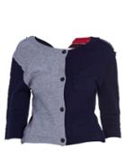Marni - Contrast-panel Wool-blend Cardigan - Womens - Blue Multi