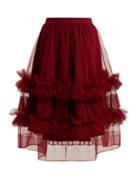 Matchesfashion.com Molly Goddard - Akuac Ruffled Tulle Midi Skirt - Womens - Burgundy