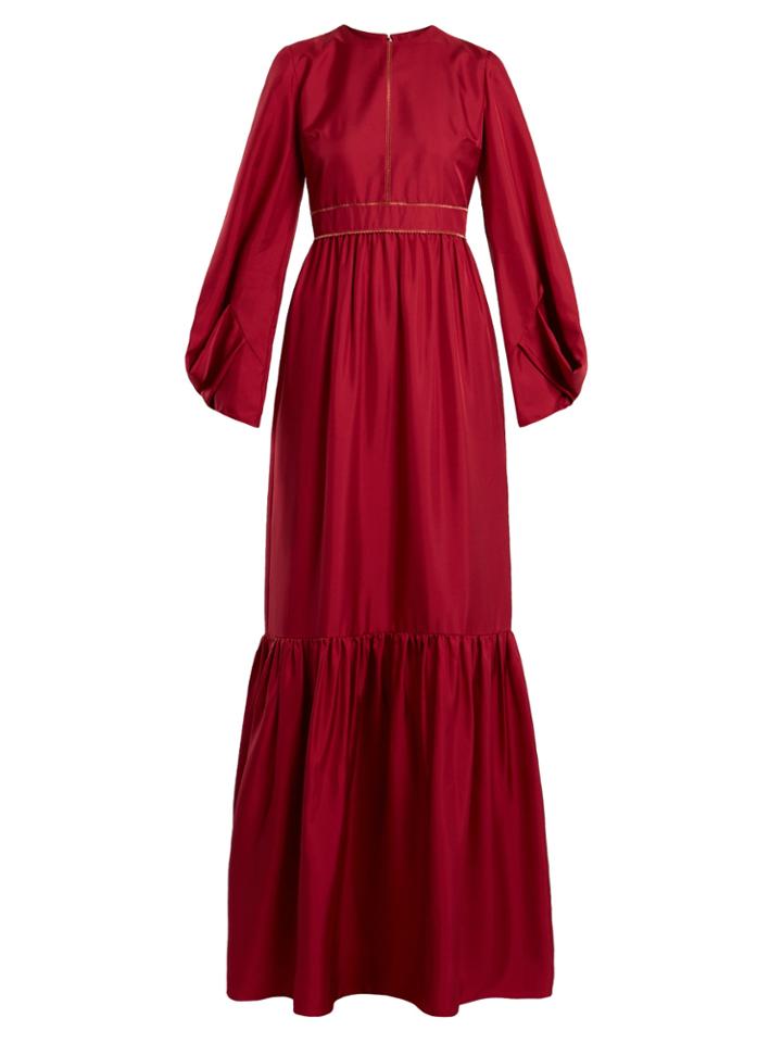Roksanda Elvira Gathered-hem Silk Satin-twill Gown