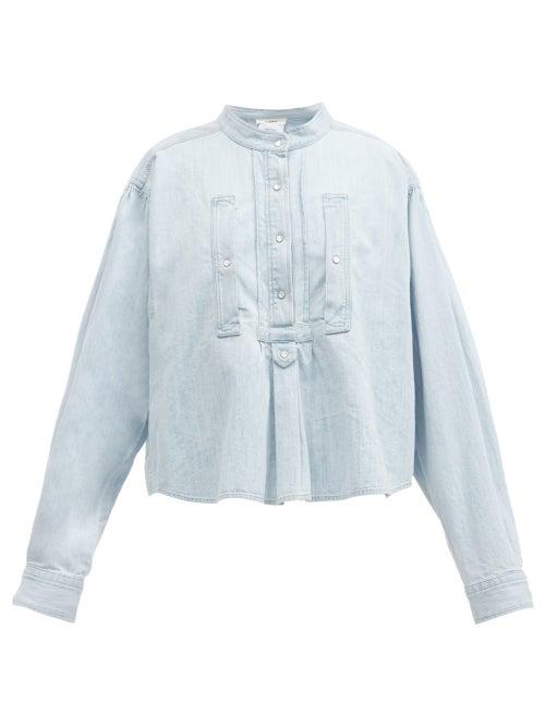 Matchesfashion.com Isabel Marant Toile - Madoc Stand-collar Denim Shirt - Womens - Light Denim