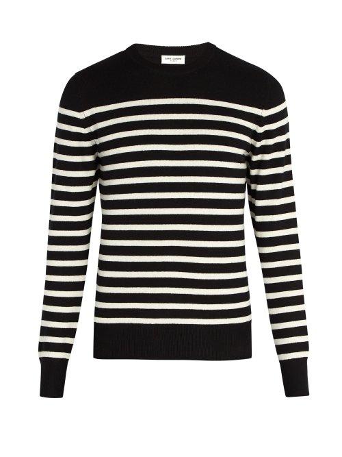 Matchesfashion.com Saint Laurent - Striped Cashmere Sweater - Mens - Black White