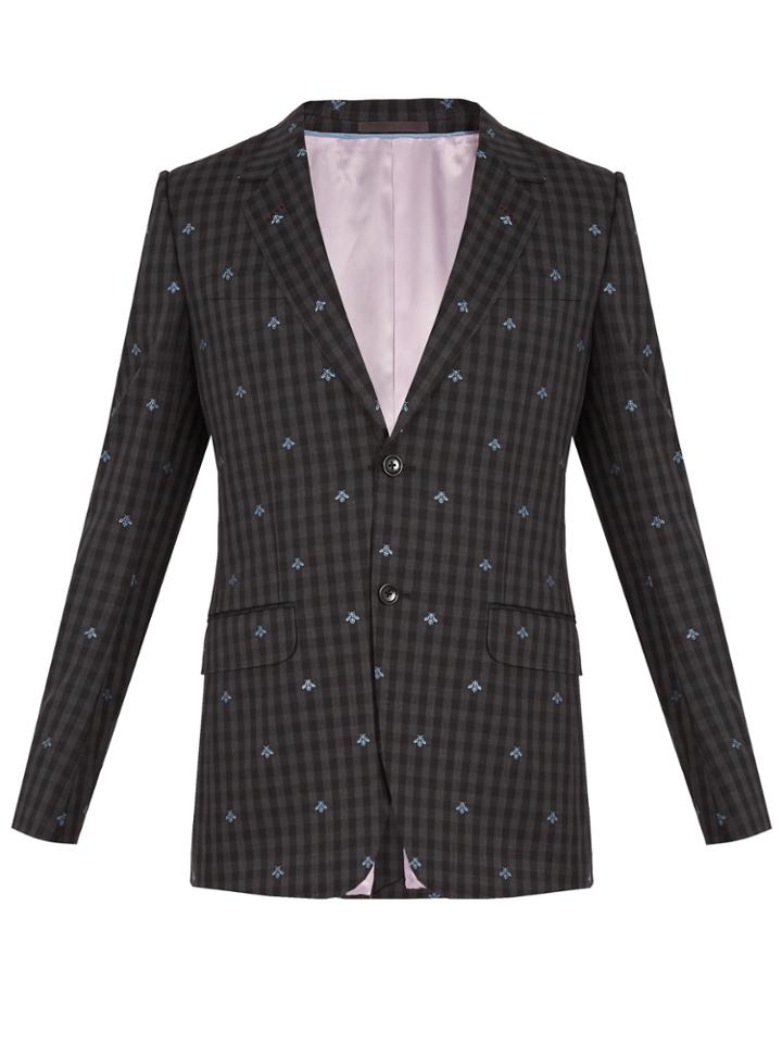 Gucci Bee-embroidered Single-breasted Wool Suit