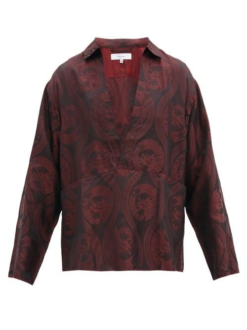 Matchesfashion.com Sasquatchfabrix - Skipper Dragon-print Shirt - Mens - Burgundy