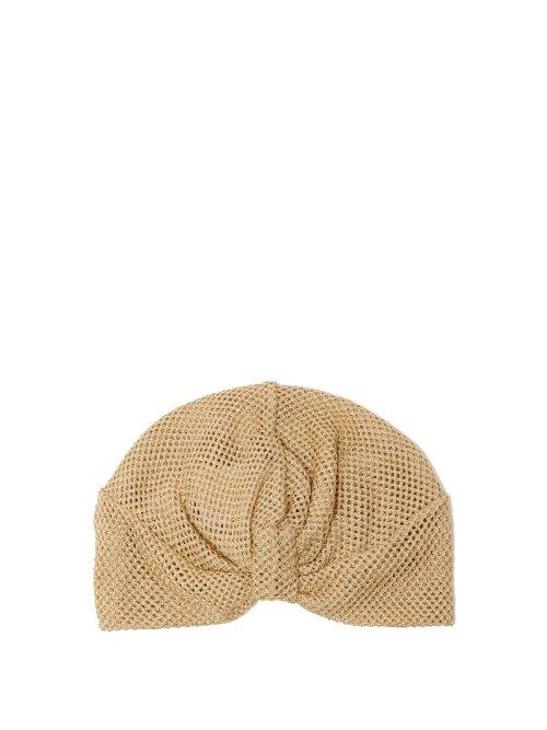 Matchesfashion.com Missoni Mare - Knotted Metallic Mesh Turban Hat - Womens - Gold