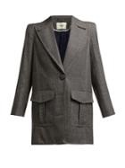 Matchesfashion.com Fendi - Houndstooth Virgin Wool Blend Blazer - Womens - Grey Multi